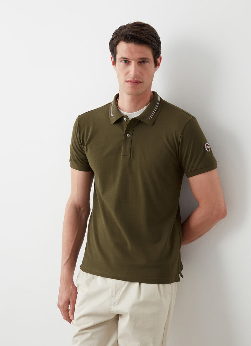 Piqué polo-shirt with jacquard stripe
