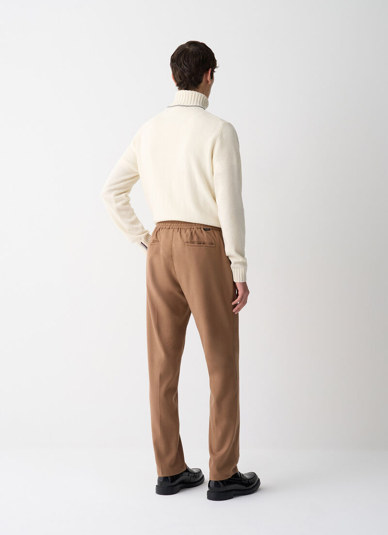 Wool-effect trousers with drawstring