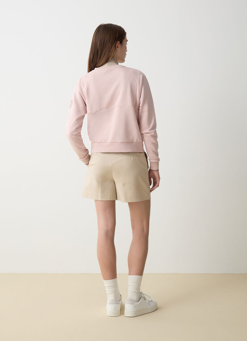 Crew neck sweatshirt with vertical cuts