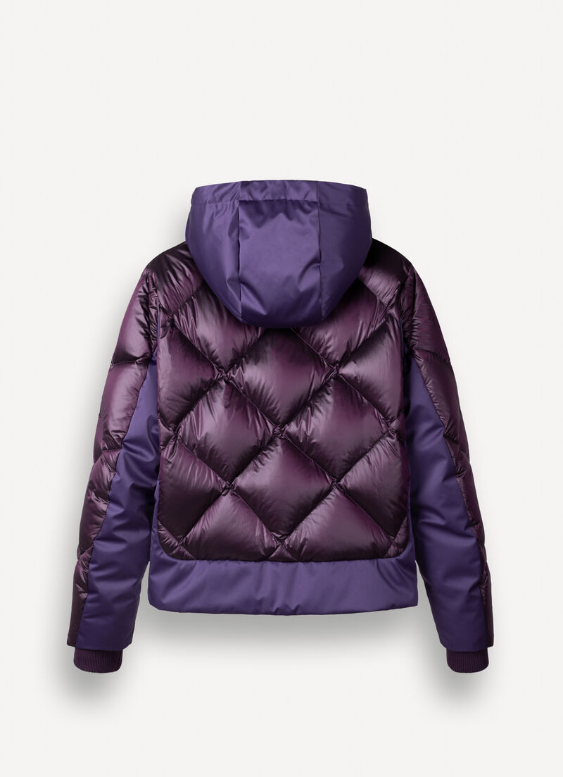 Colour-block down jacket with side zip