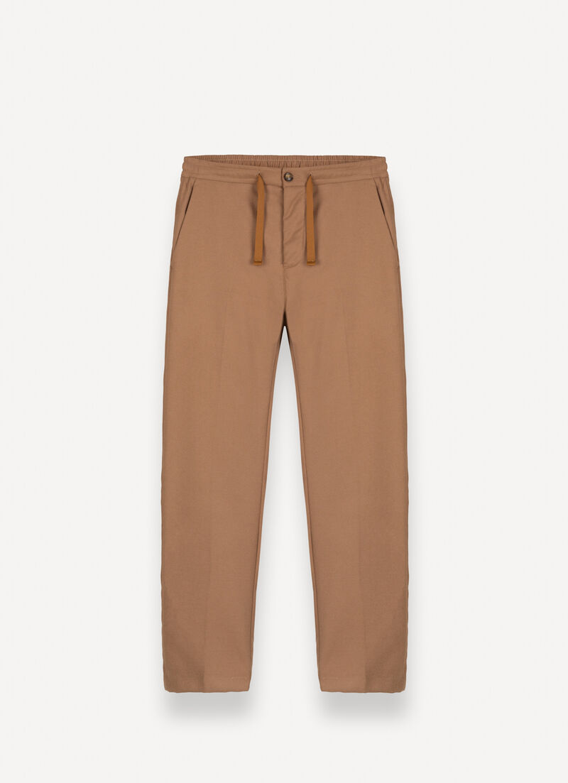 Wool-effect trousers with drawstring