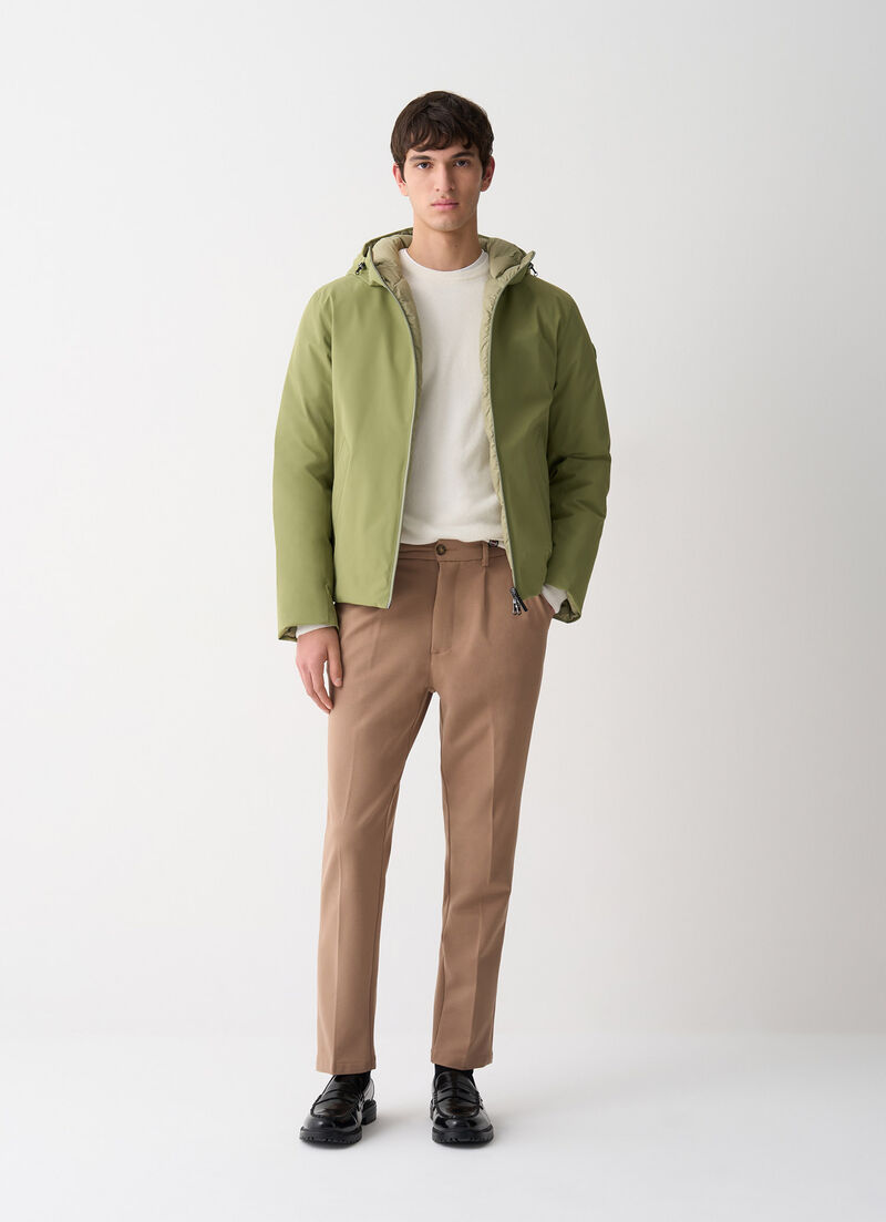 Reversible waterproof down jacket