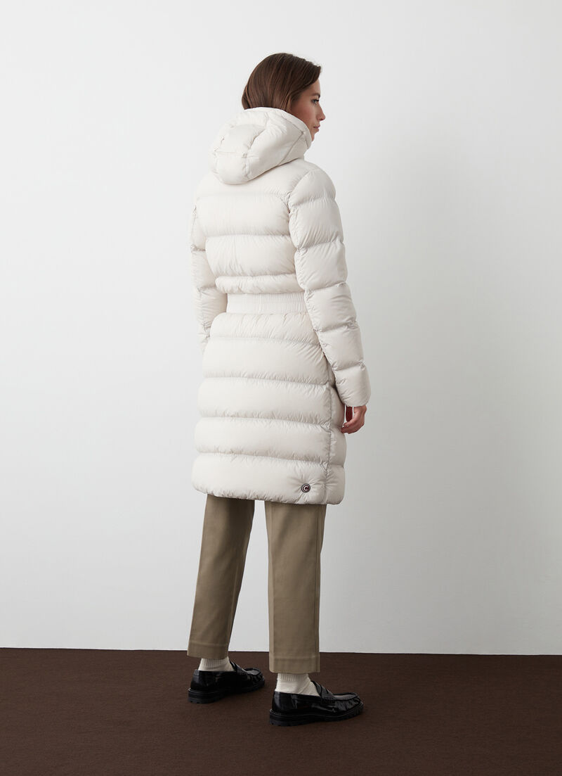 Super-matte stretch down jacket with belt