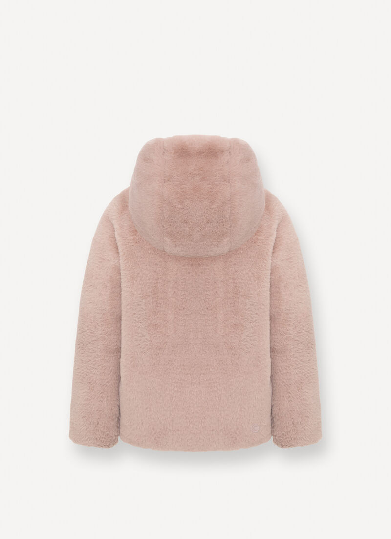 Reversible faux fur down jacket