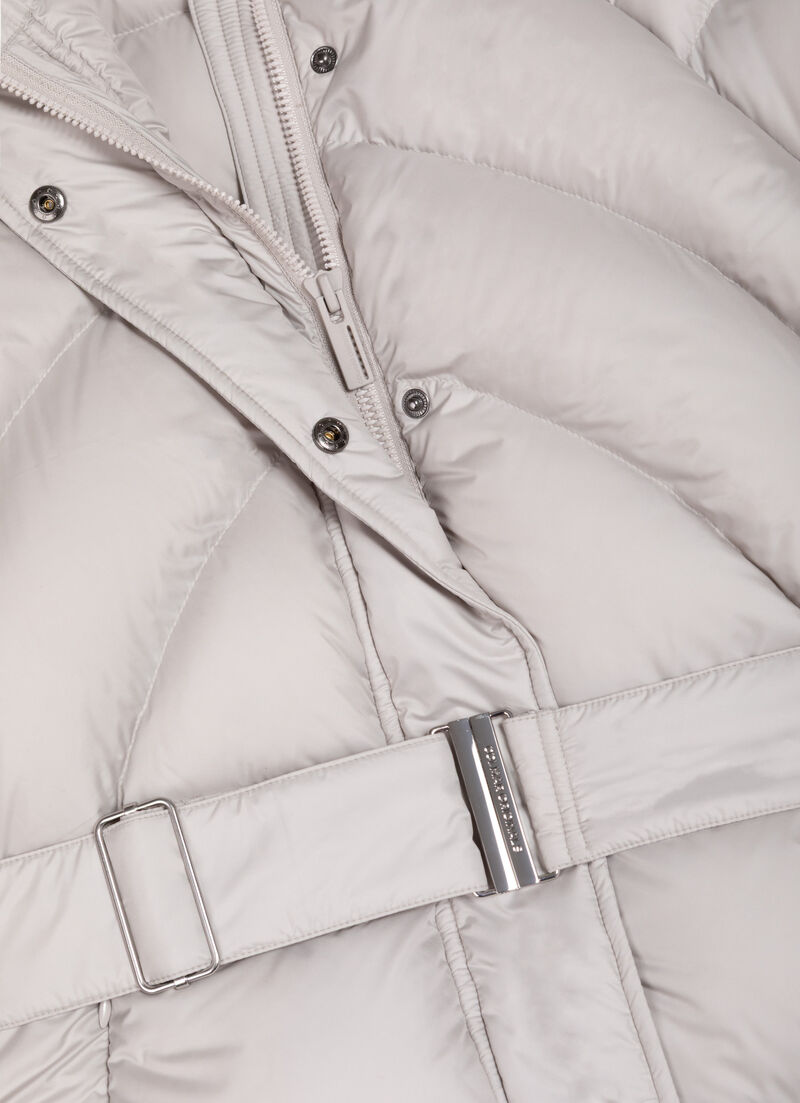 Short sleeve down jacket with belt