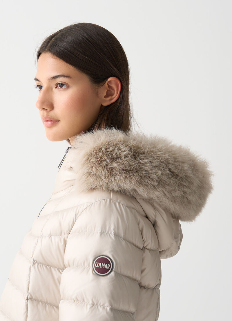 A-line down jacket with fur
