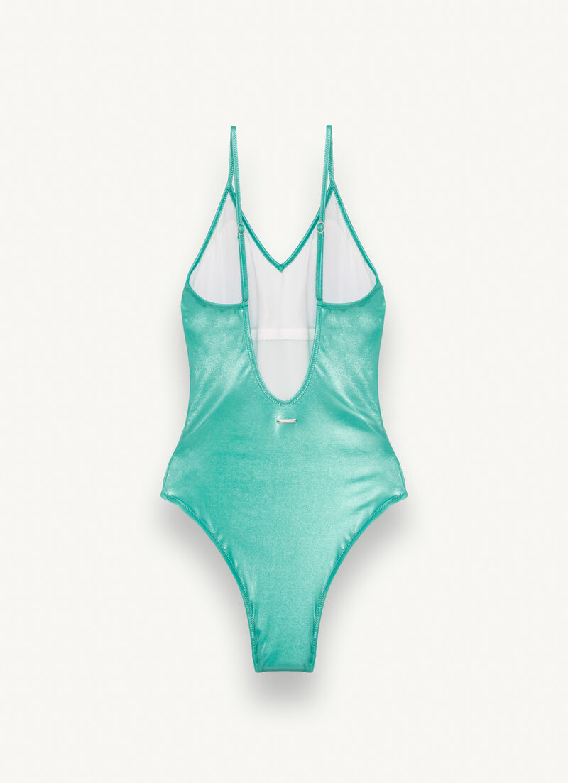 One-piece swimsuit with adjustable shoulder straps