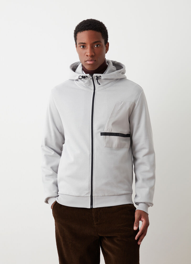 Full-zip sweatshirt with nylon details