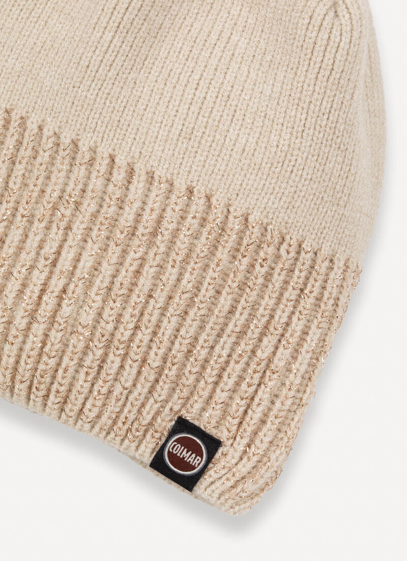 Hat with lurex rib knit