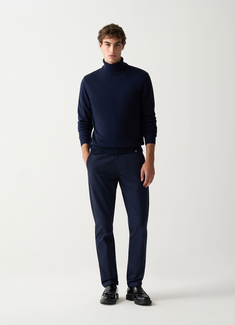 Fine knit polo-neck jumper