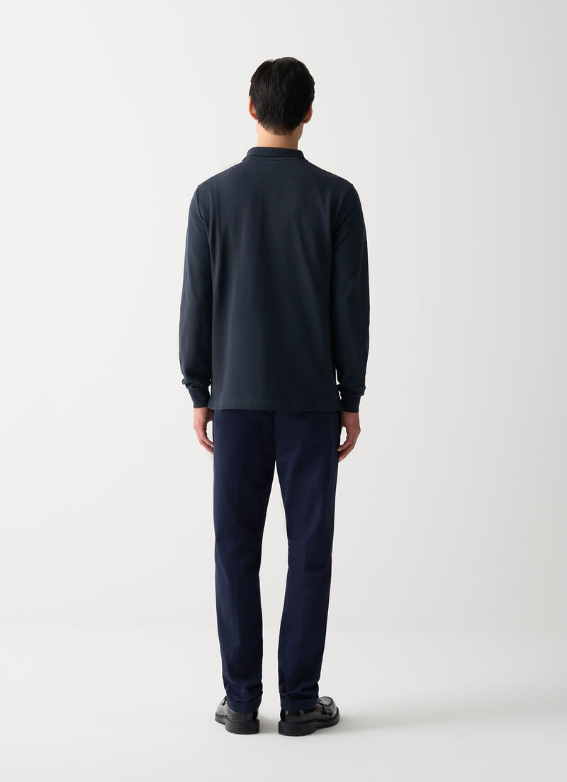 Long-sleeved piqué polo shirt