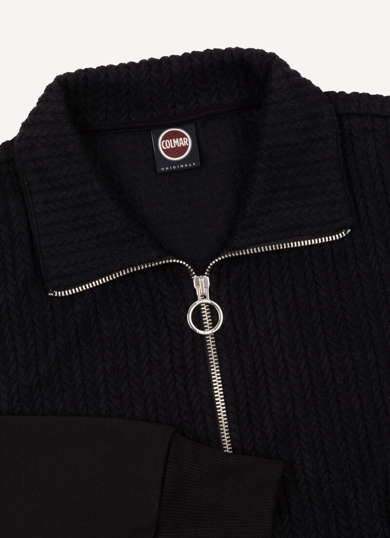 Cable-knit zip-up sweatshirt