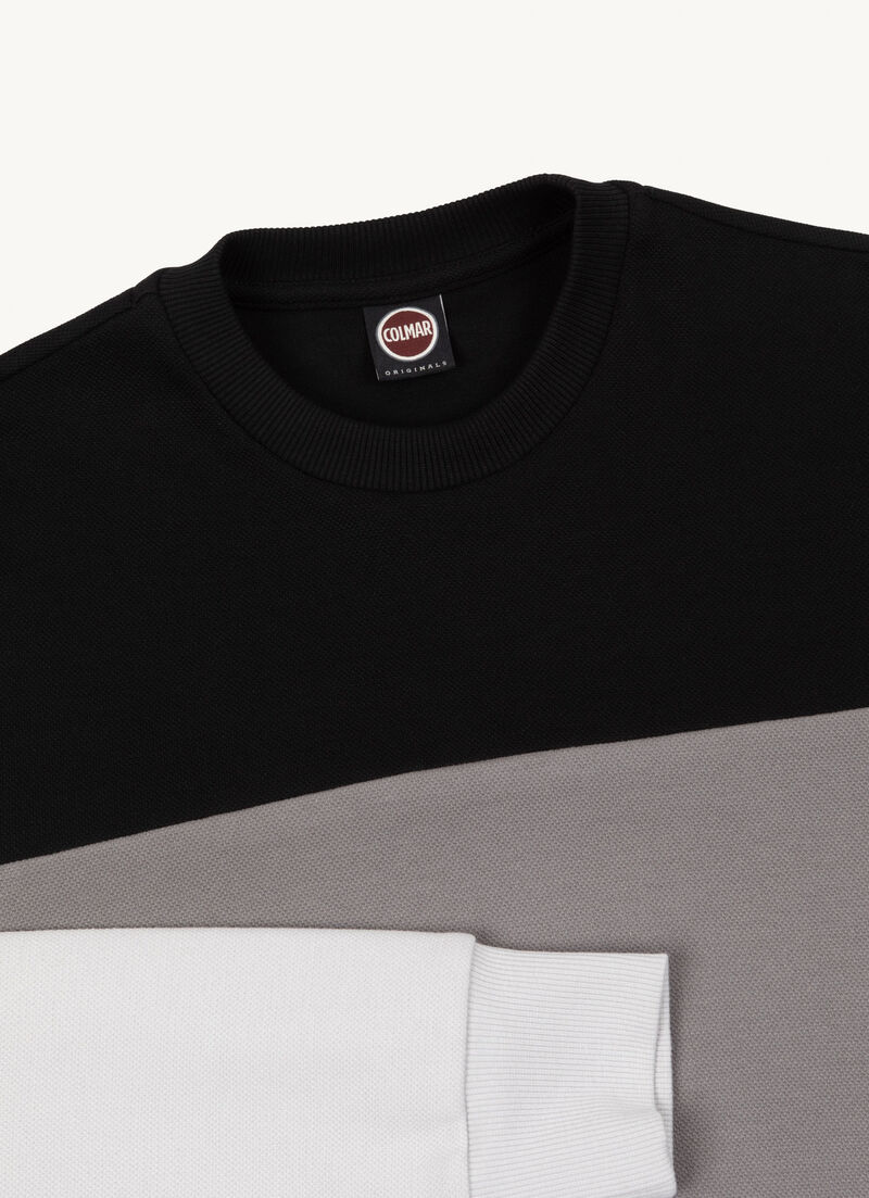 100% cotton piqué round-neck sweatshirt