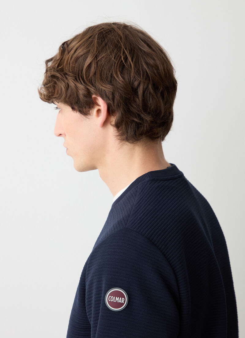 Crew-neck ribbed ottoman sweatshirt