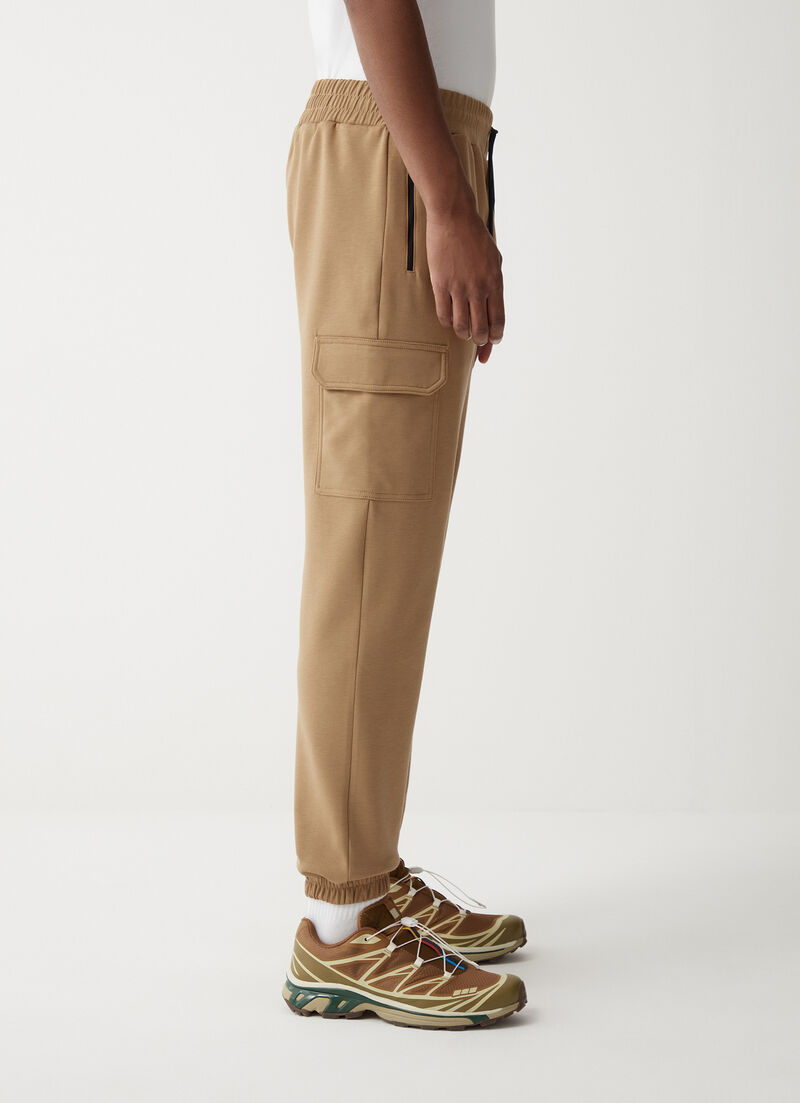Stretch interlock cargo trousers