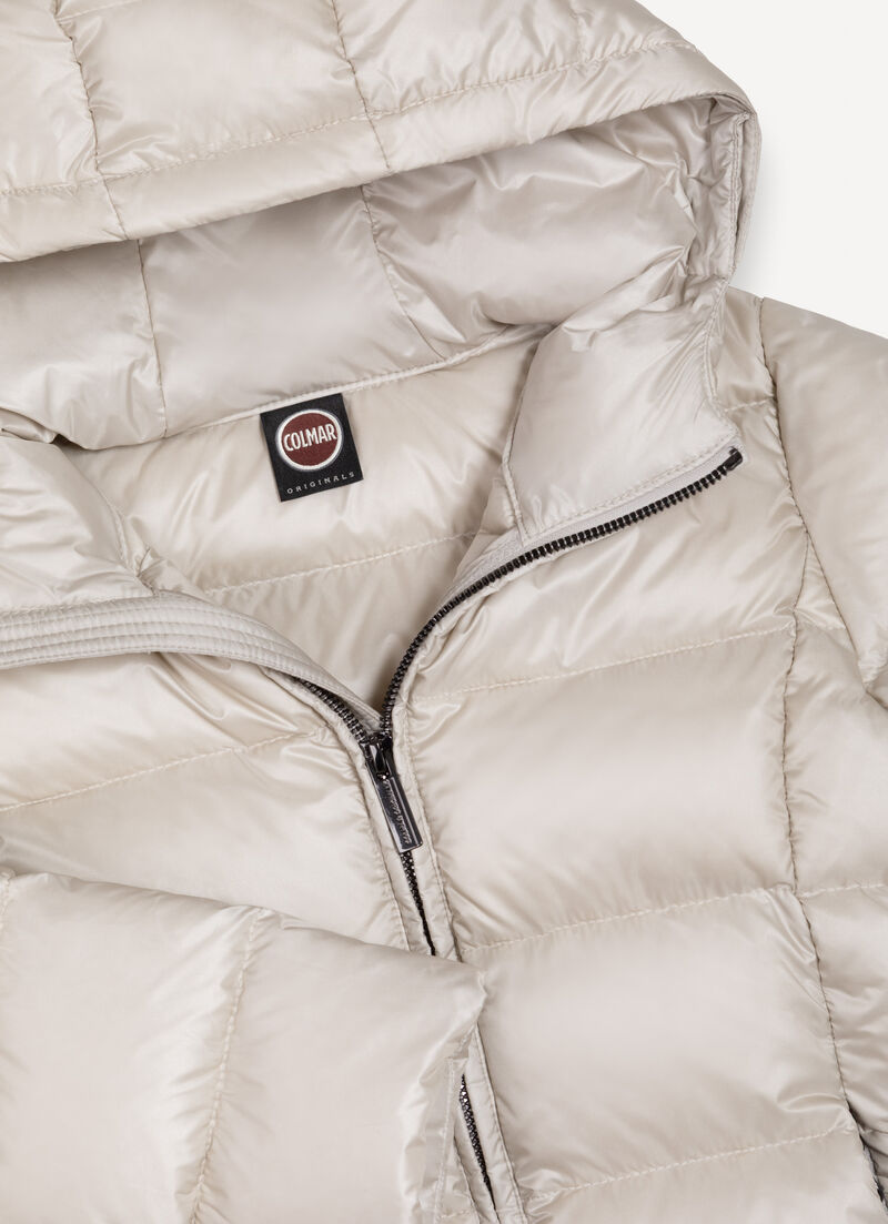 Long down jacket with hood