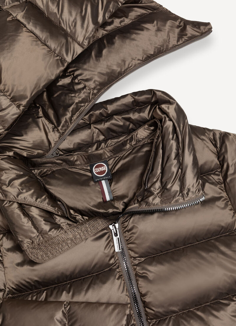 Down jacket with detachable hood