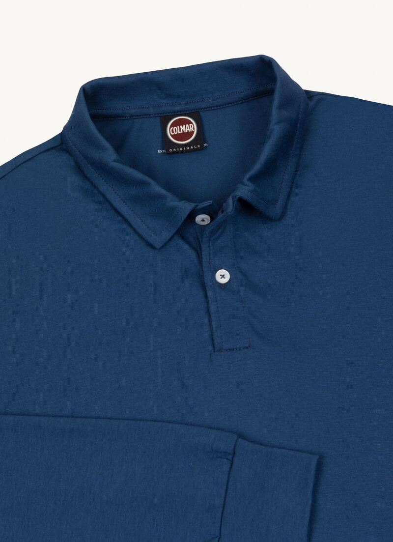 Long-sleeved polo shirt with shirt-style collar
