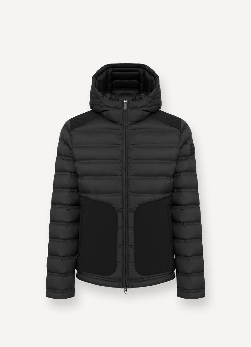 Seamless quilted down jacket with smooth inserts