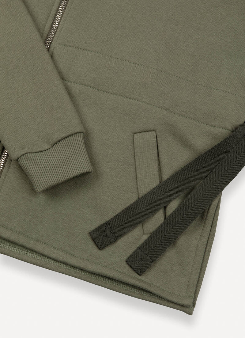 Full-zip sweatshirt with drawstring waist