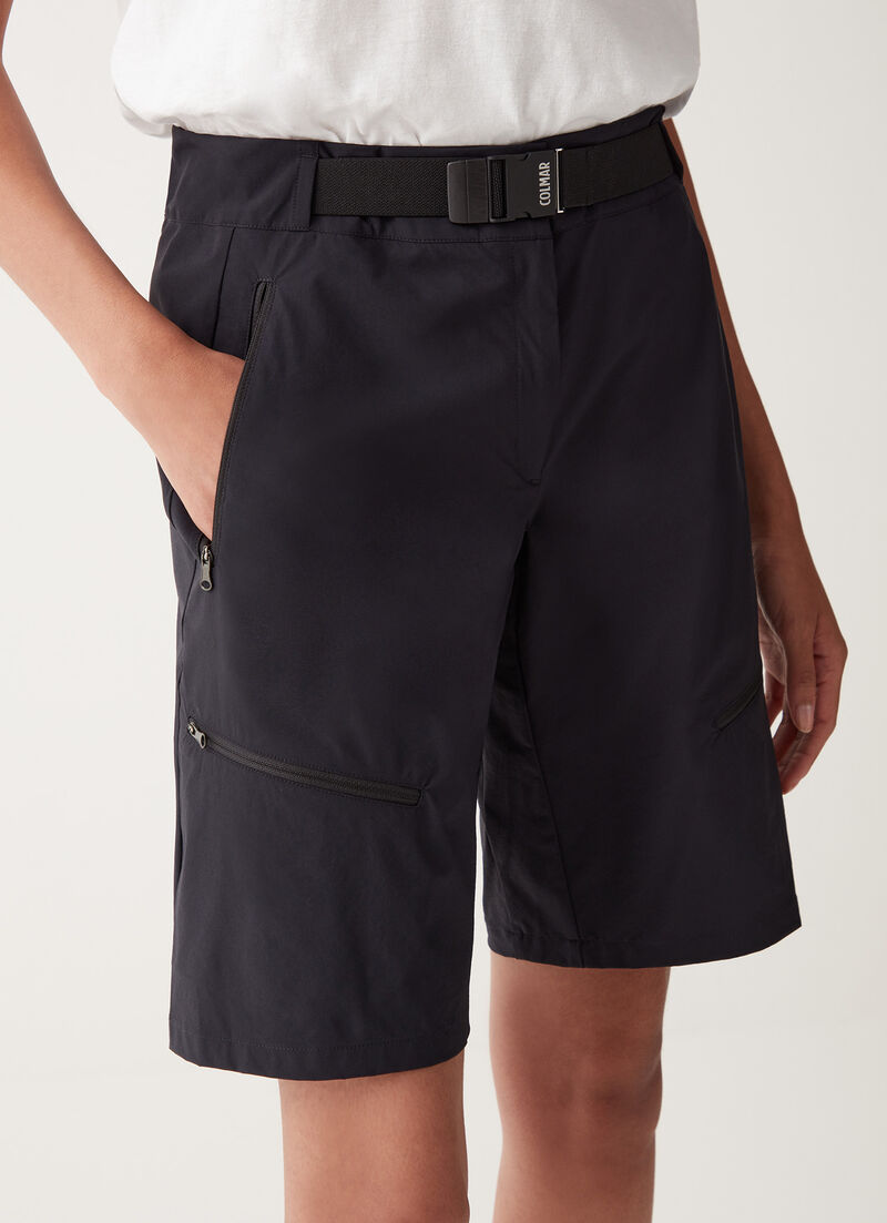 Zipped multi-pocket Bermuda shorts