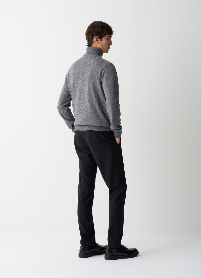 Melange polo-neck jumper