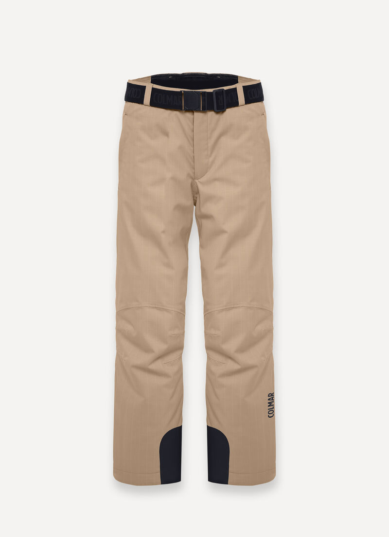 Padded pinstripe ski trousers