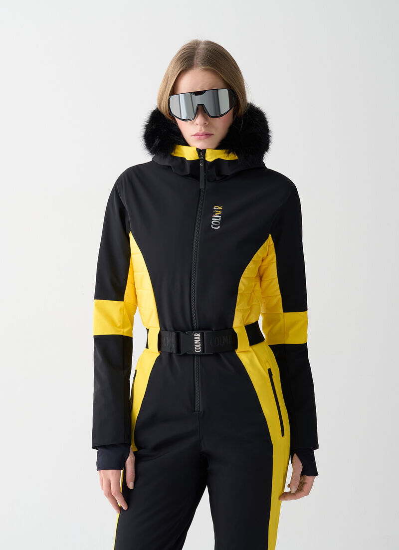 Clepsydra padded ski suit with faux fur