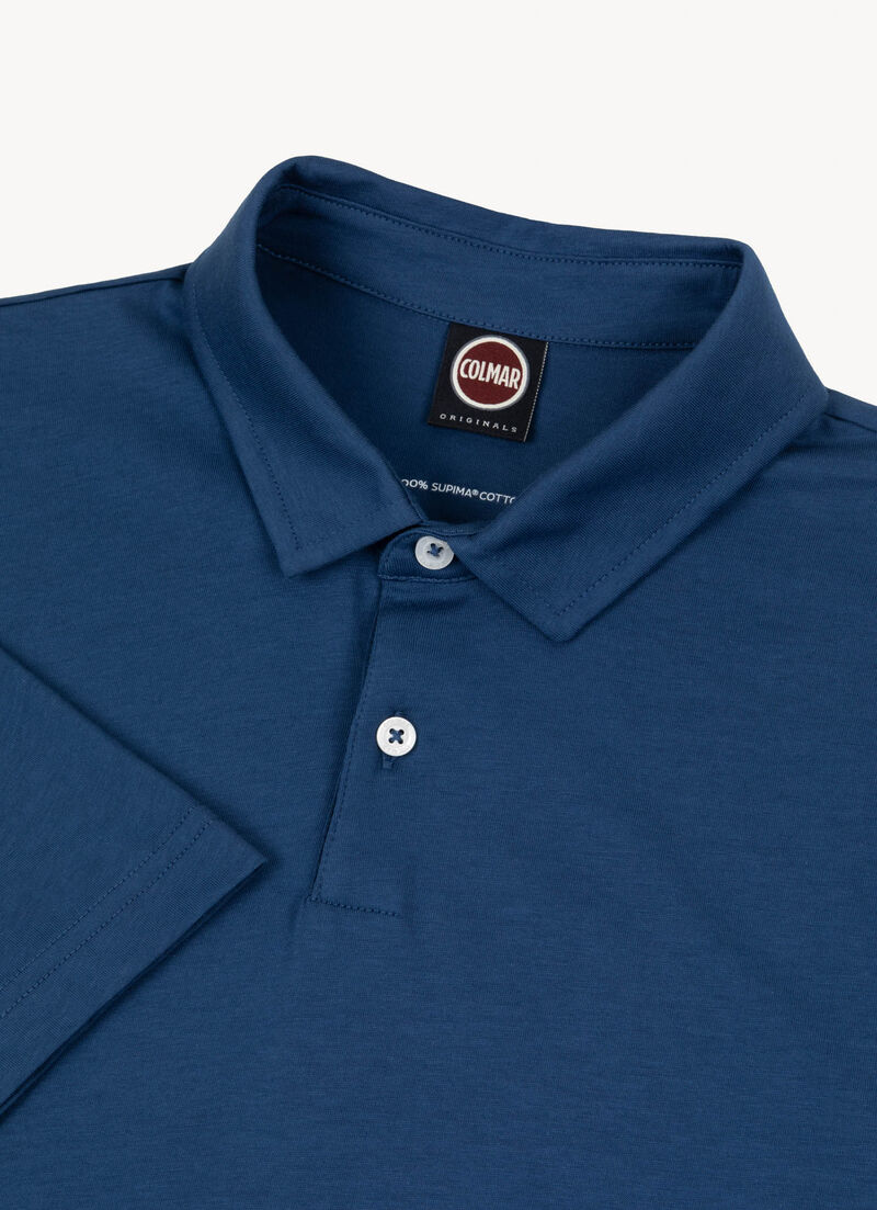 Compact cotton polo shirt with shirt collar