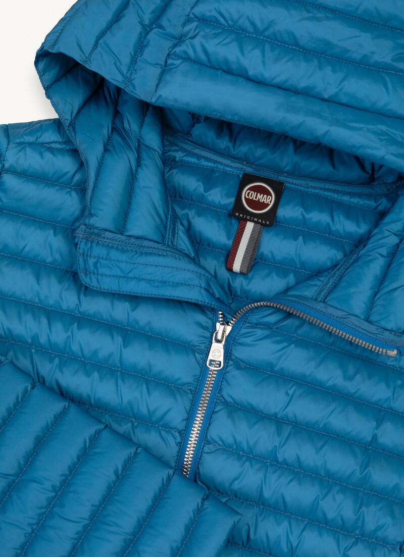 Hooded mid-length down jacket