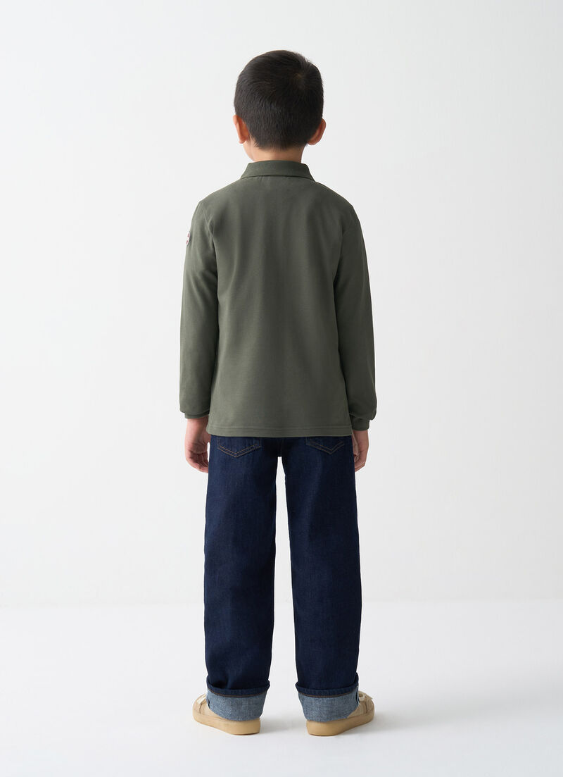 Long-sleeved piqué polo shirt