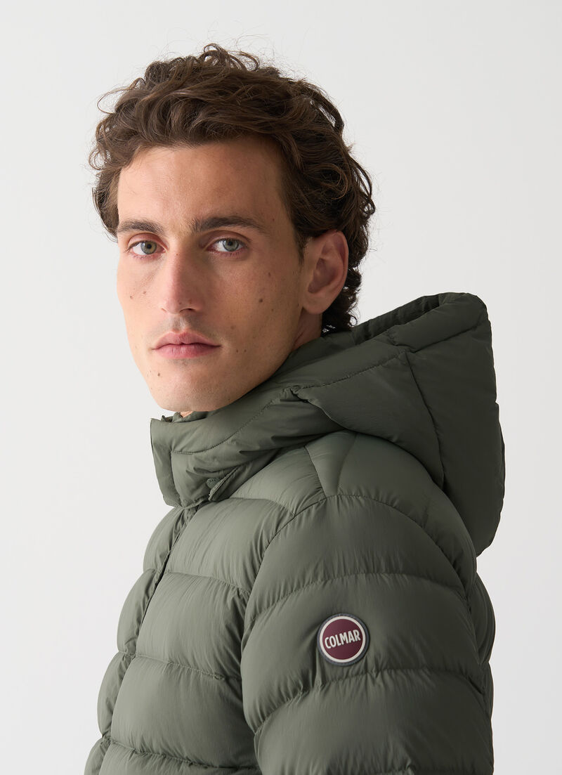 Down jacket with detachable hood