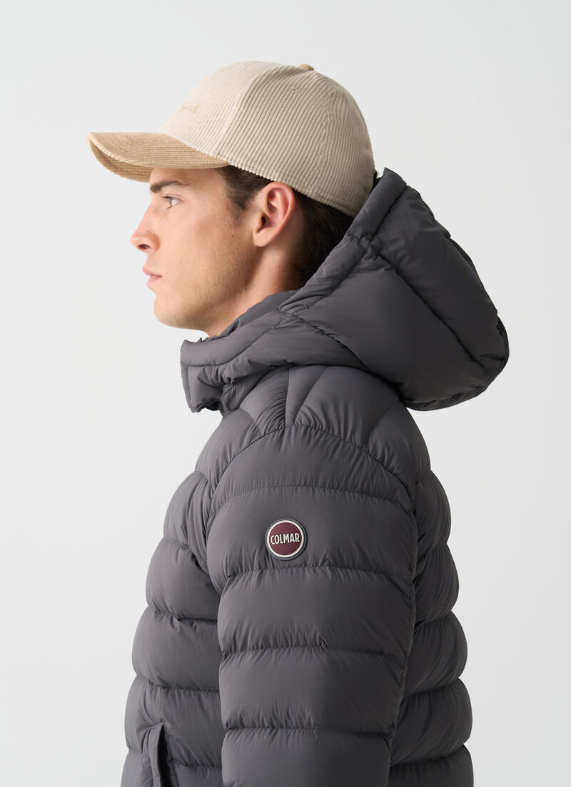 Down jacket with detachable hood