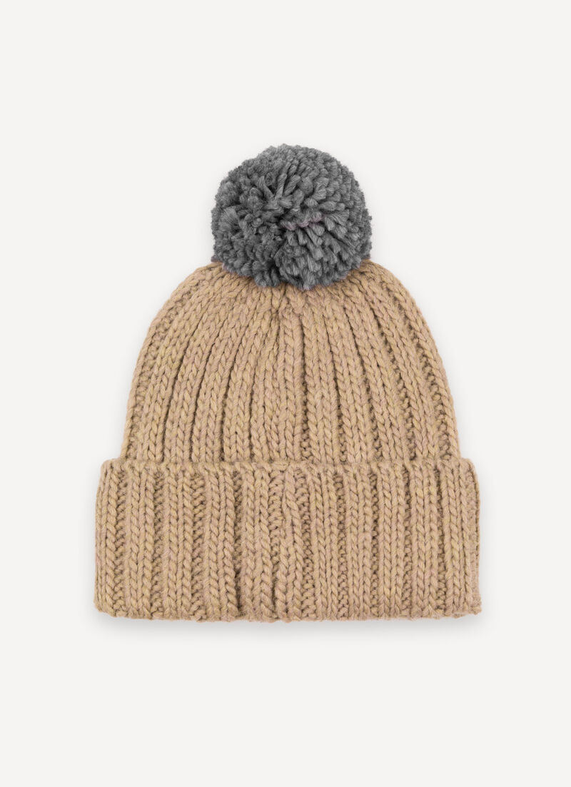 Unisex rib-knit hat with pom-pom
