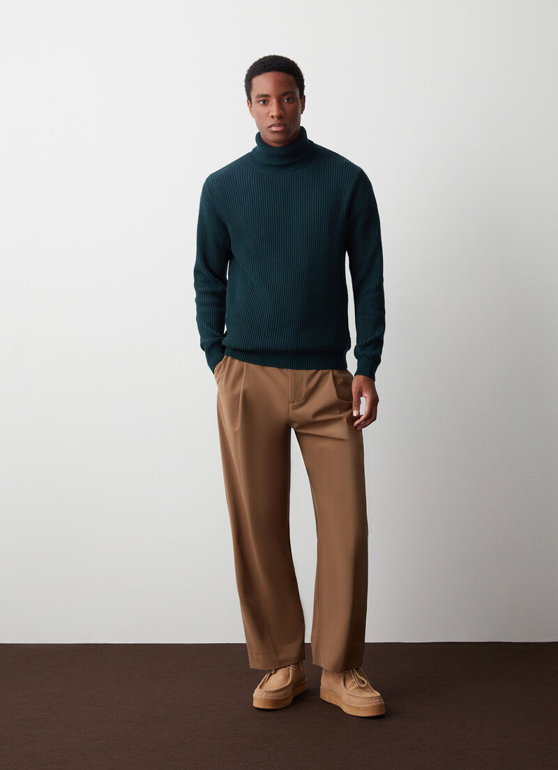 Fisherman’s rib-knit polo-neck pullover