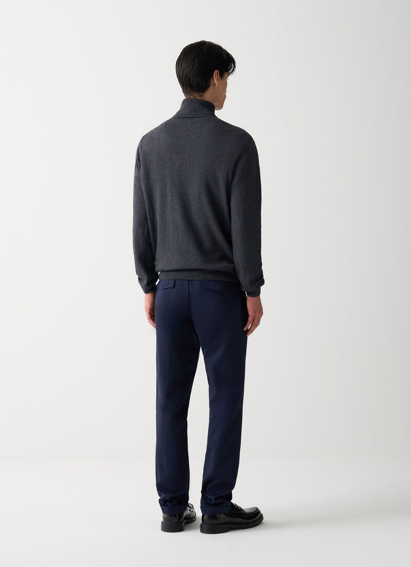 Fine knit polo-neck jumper