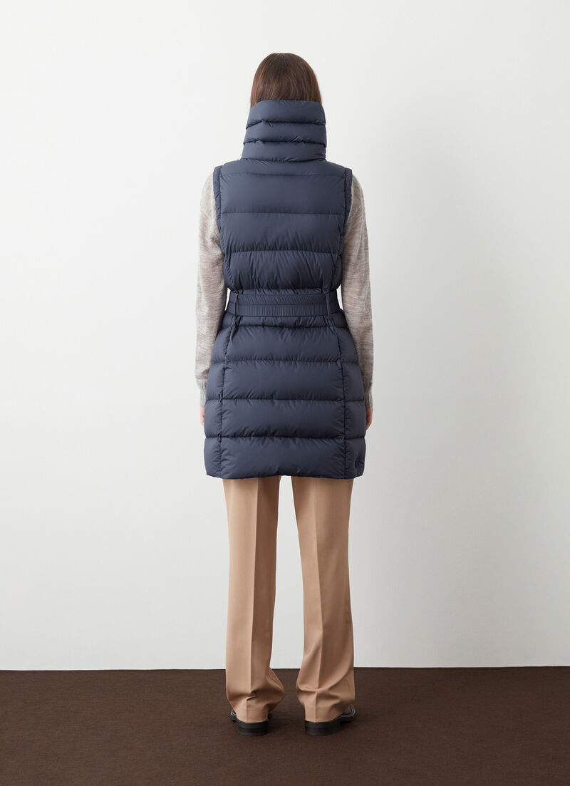 Matte down vest with belt