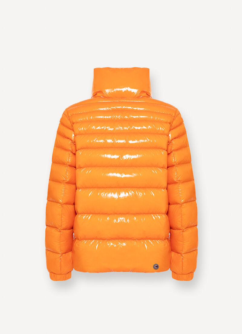 Super-glossy down jacket with drawstring