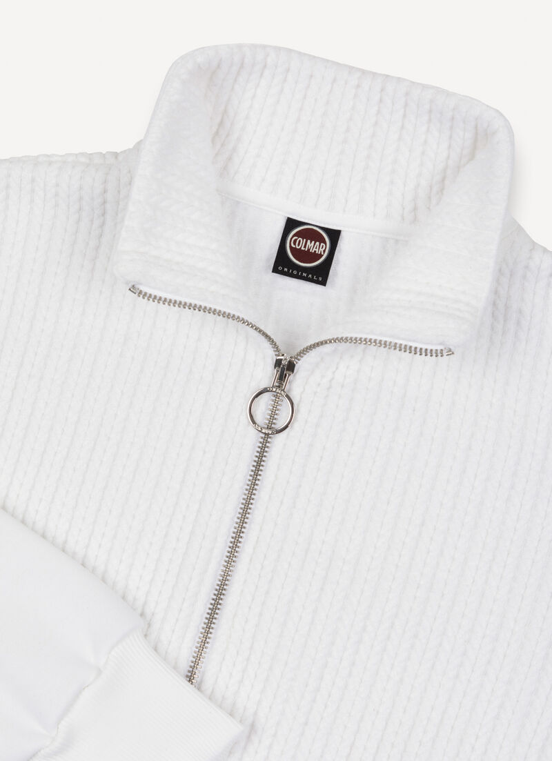 Cable-knit zip-up sweatshirt