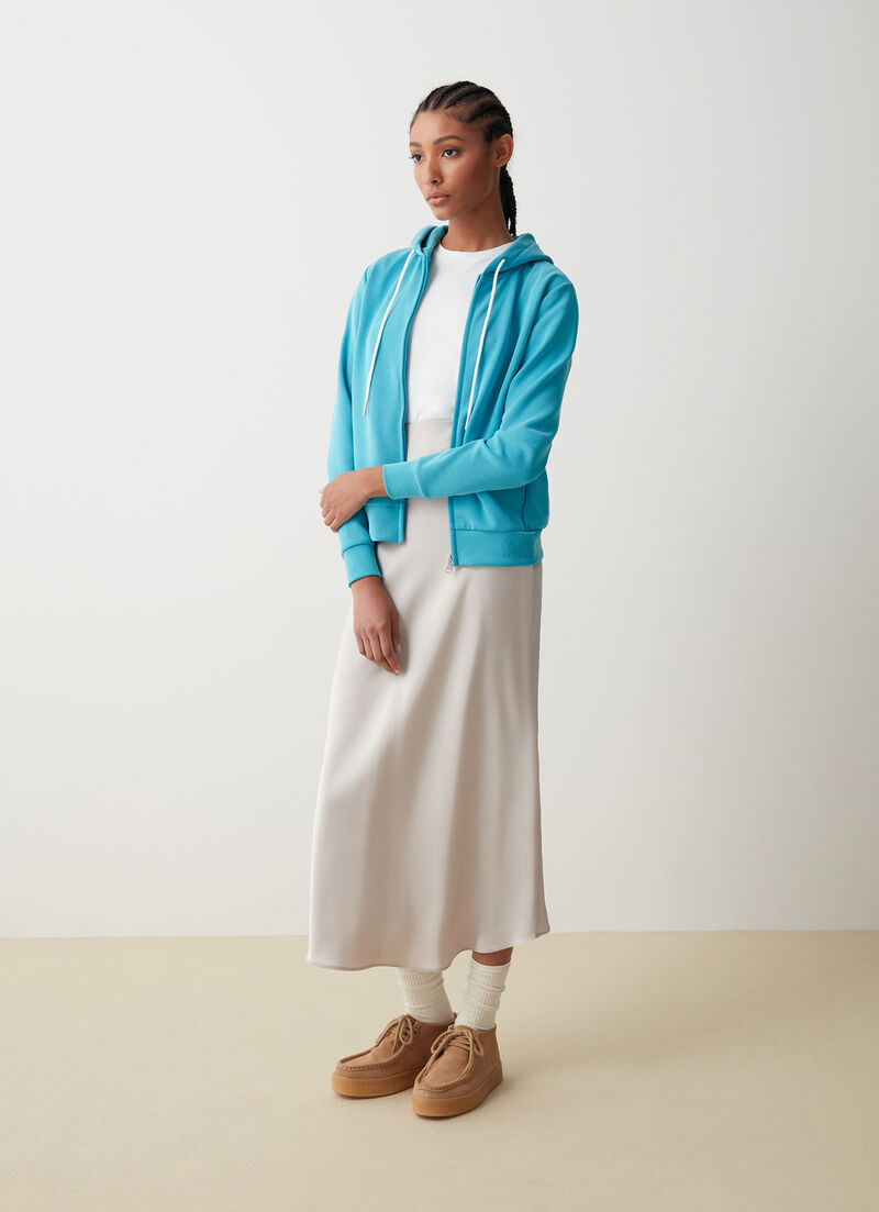 Full-zip sweatshirt with glittery logo print