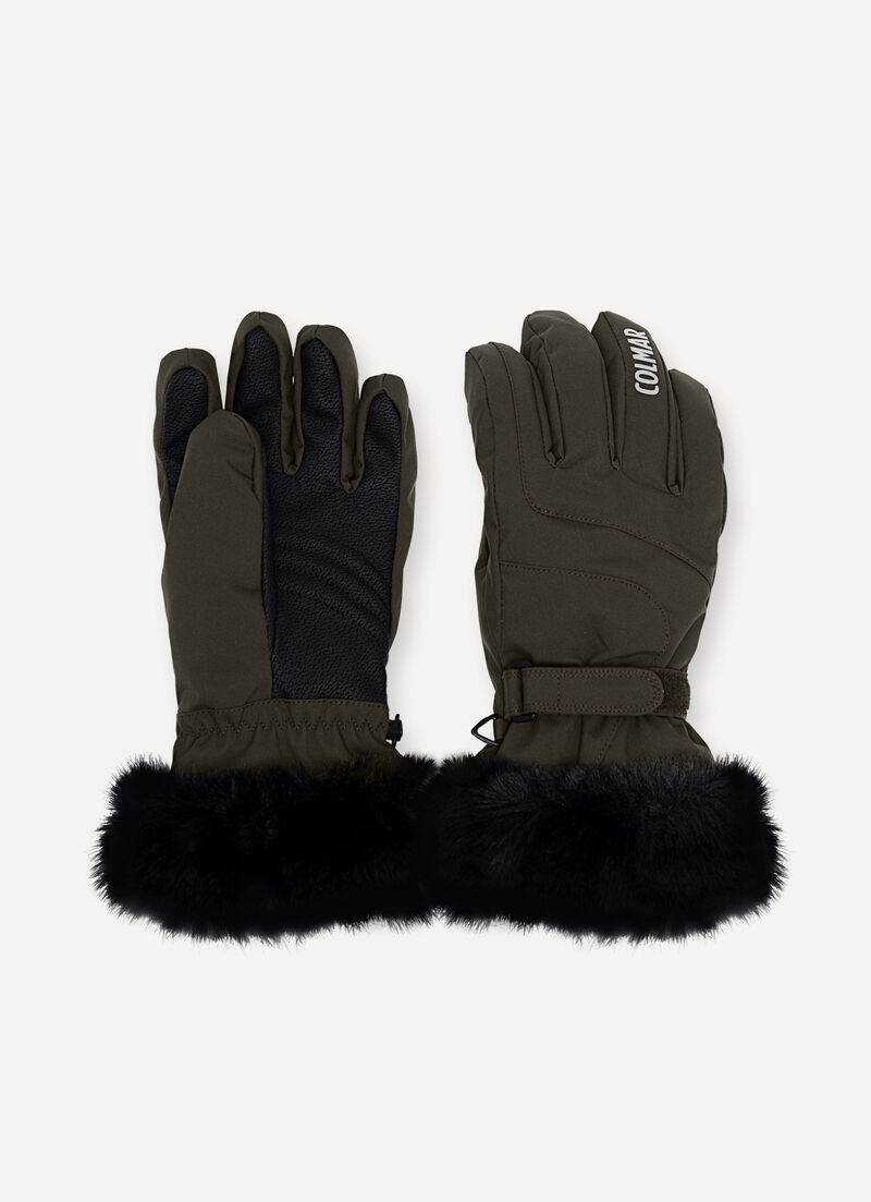 Ski gloves with fur