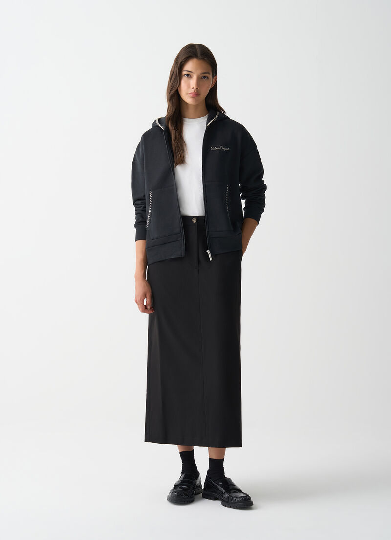 Full-zip sweatshirt with embroidery