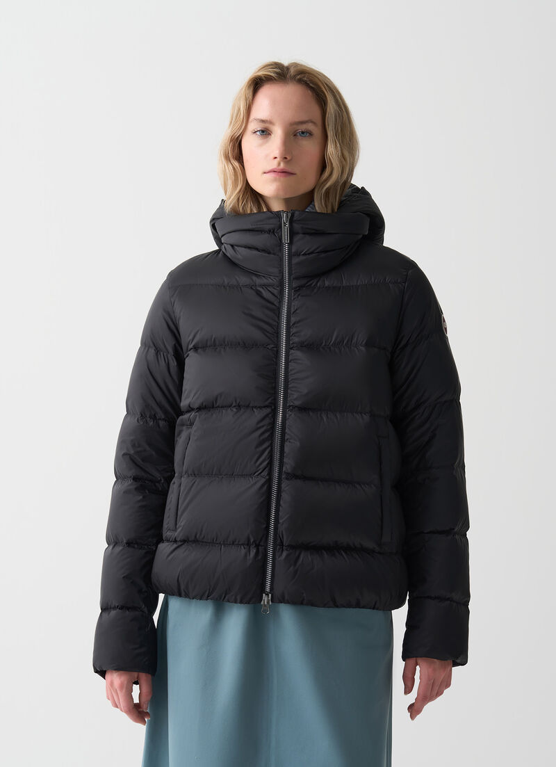 Down jacket with detachable hood