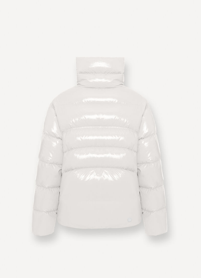 Glossy down jacket with high collar
