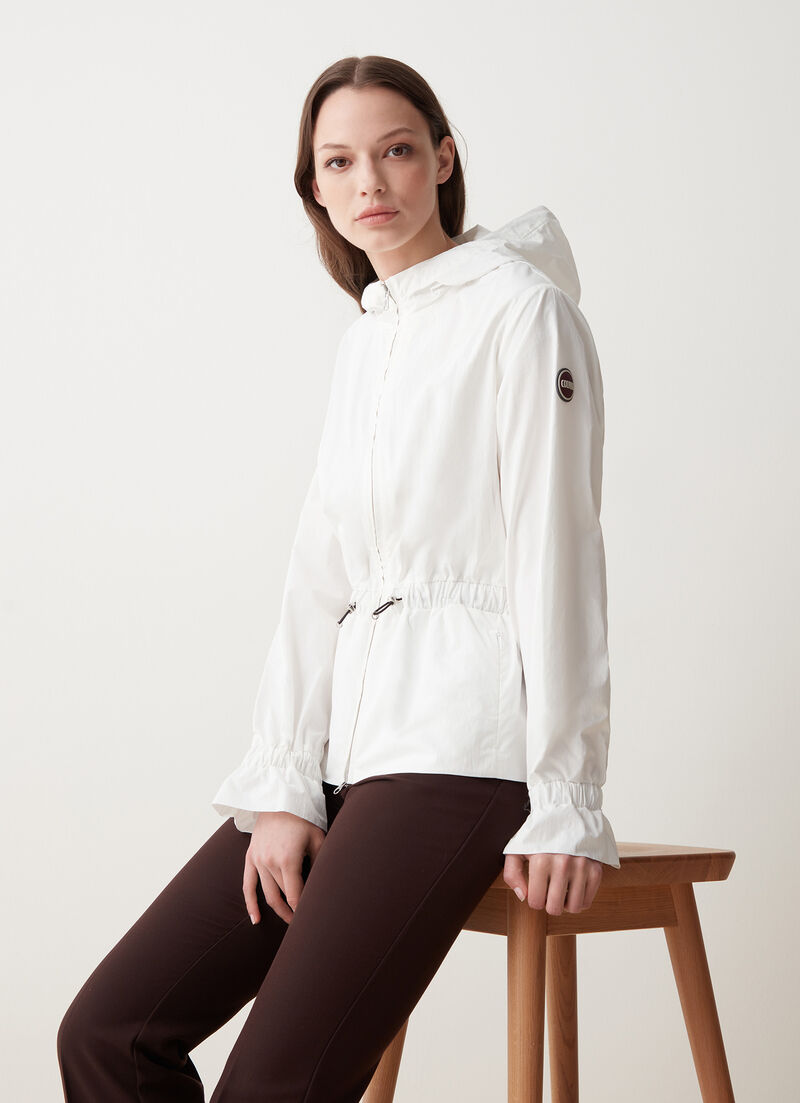 Hooded cotton-look fabric jacket