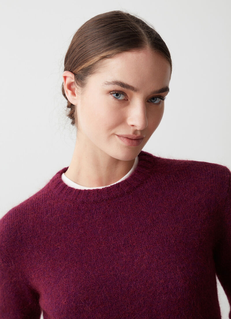 Crew-neck mohair-blend pullover