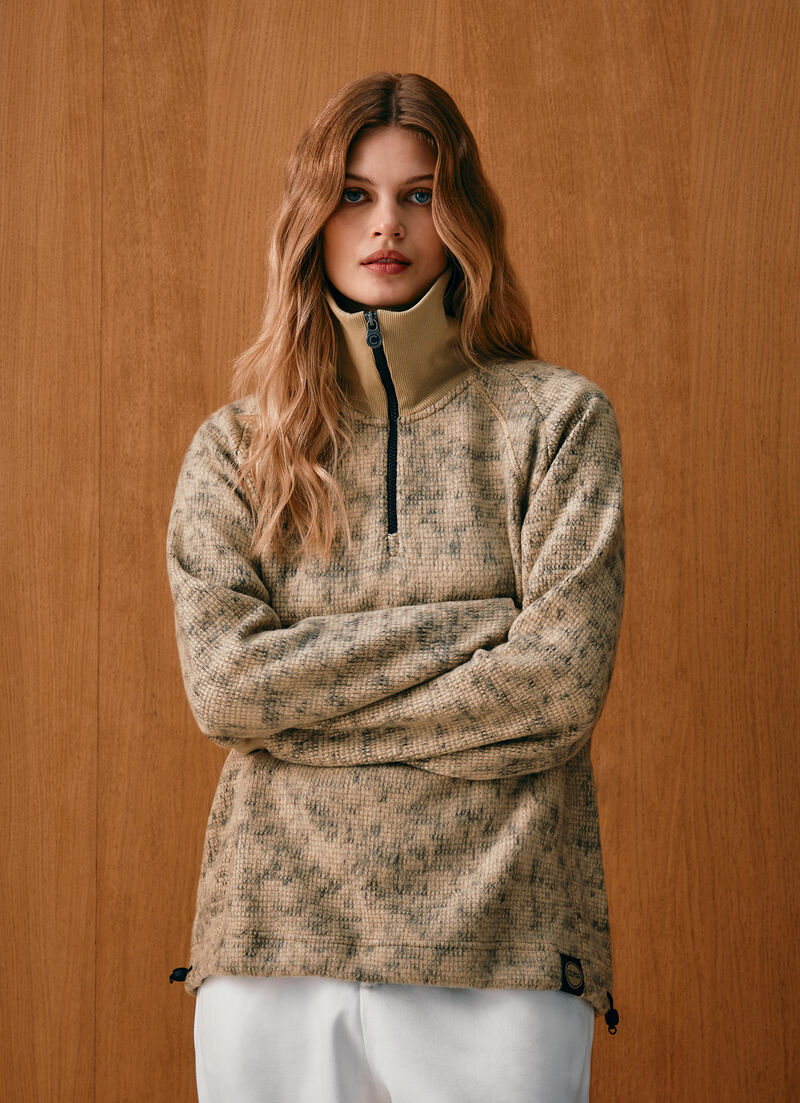 Half-zip jacquard knit sweatshirt