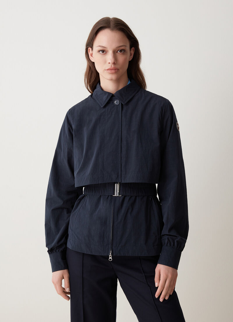 Glossy cotton-look fabric jacket