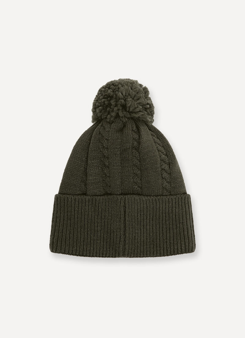 Braided hat with pompom