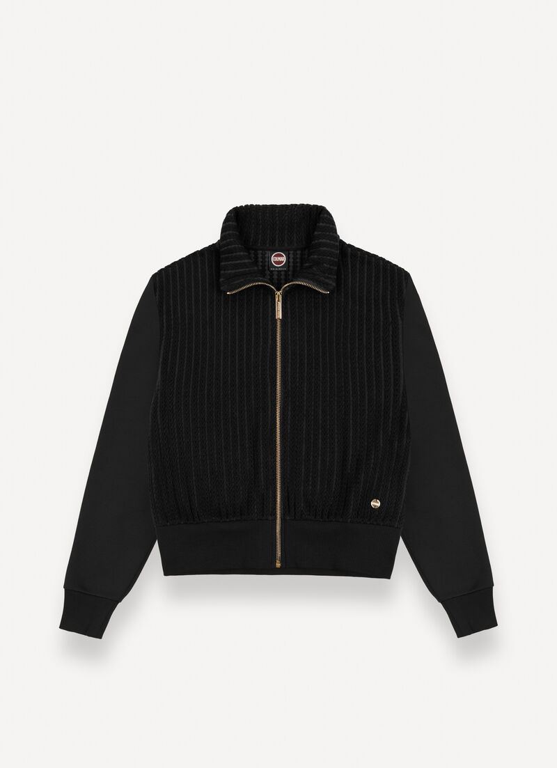 Cable-knit sweatshirt with zip